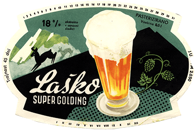 LAŠKO SUPER GOLDING, med leti 1958 in 1966, svetlo pivo.