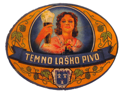 TEMNO LAŠKO PIVO, okoli leta 1955, stopnja alkohola približno 6 %.